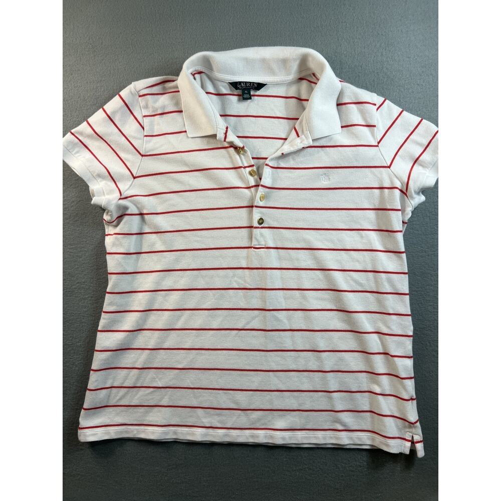 Polo Ralph Lauren Women's M White Polo Shirt Gold Buttons Casual Workwear